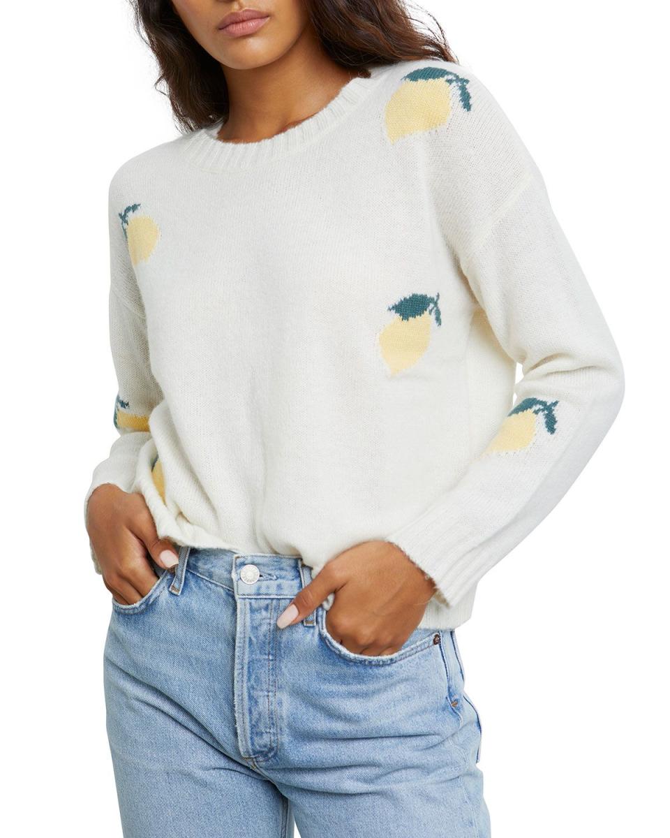 Perci Lemon Intarsia Crewneck Sweater
