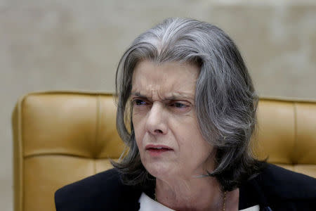 Brazil's Supreme Court President Carmen Lucia reacts during a session of the Supreme Court, in Brasilia, Brazil March 21, 2018. REUTERS/Ueslei Marcelino