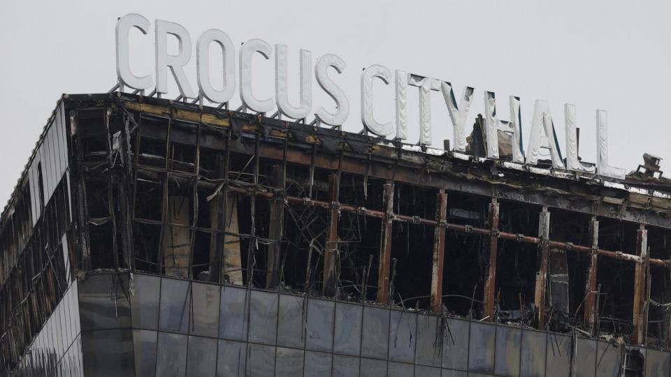 PHOTO: A view shows the Crocus City Hall concert venue following Friday's shooting attack and fire, in the Moscow Region, Russia, March 24, 2024.  (Maxim Shemetov/Reuters)