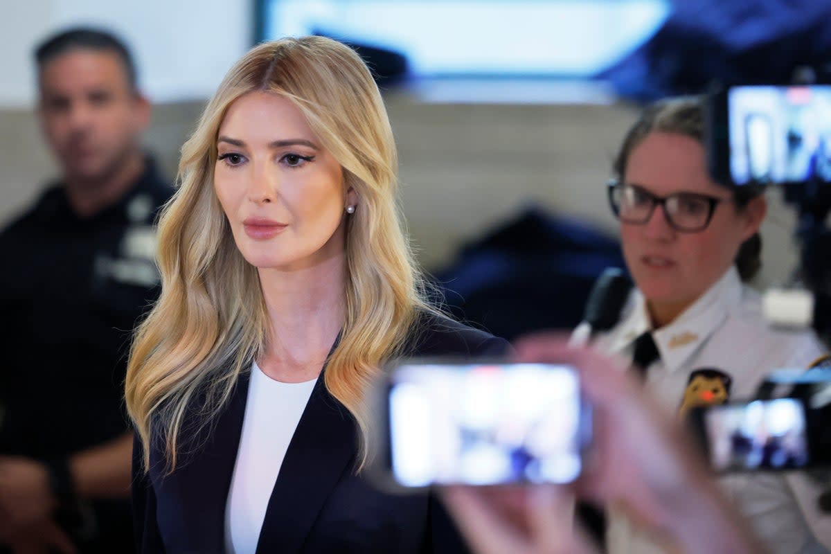 Ivanka Trump returns to the courtroom Wednesday to continue her testimony after a break in a trial targeting her family’s business (Getty Images)
