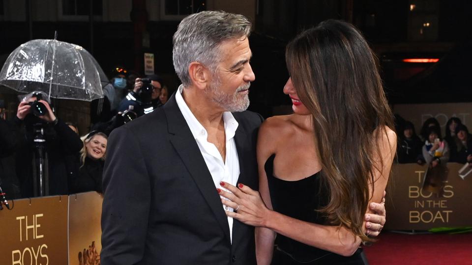 london, england december 03 george clooney and amal clooney attend a special screening of the boys in the boat at the curzon mayfair on december 3, 2023 in london, england photo by dave benettwireimage