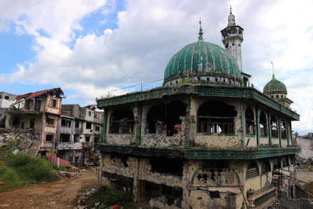 A bullet-riddled mosque is seen in Marawi, southern Philippines May 22, 2018. Picture taken May 22, 2018. REUTERS/Neil Jerome Morales