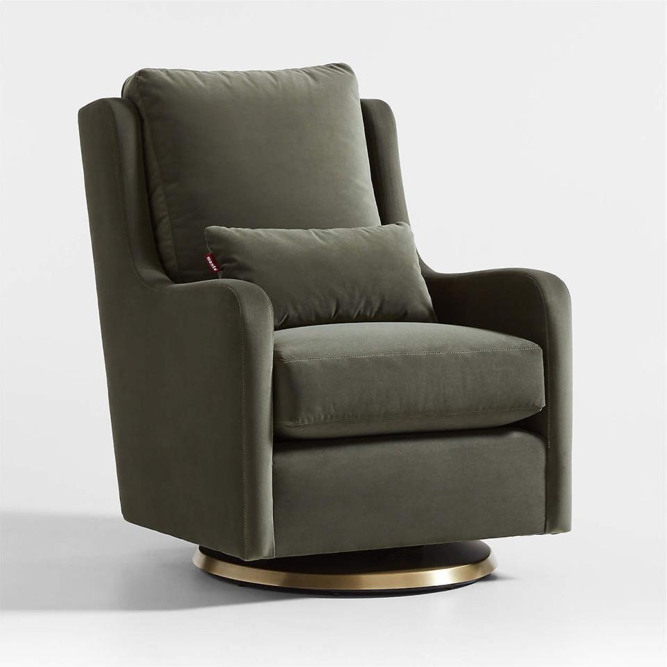 <p><a href="https://go.redirectingat.com?id=74968X1596630&url=https%3A%2F%2Fwww.crateandbarrel.com%2Fmilo-green-nursery-swivel-glider-chair-with-gold-base%2Fs602834%3Flocaledetail%3DUS%26a%3D1552%26campaignid%3D19783159678%26adgroupid%3D145393660766%26targetid%3Dpla-1065040868284%26pla_sku%3D602834%26pcat%3DHSW%26ag%3Dbaby%26scid%3Dscplp602834%26sc_intid%3D602834%26gad_source%3D1%26gclid%3DCjwKCAiA1-6sBhAoEiwArqlGPknsPFAkGkfCPLzwk60TtO3b1mDpAqn49mRKIgtsE1SFYk0XqednaxoC18wQAvD_BwE&sref=https%3A%2F%2F" rel="nofollow noopener" target="_blank" data-ylk="slk:Shop Now;elm:context_link;itc:0;sec:content-canvas" class="link ">Shop Now</a></p><p>Nursery Recliner</p><p>Crate&kids</p><p>$1399.00</p>