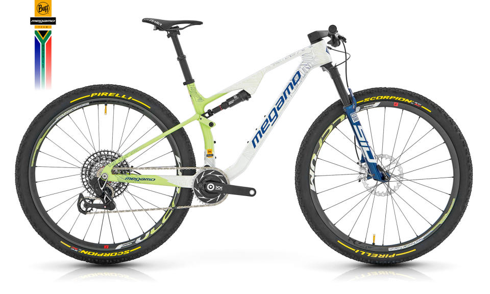 Megamo Track 120mm carbon XC Marathon mountain bike, Buff-Megamo Team Cape Epic Limited Edition replica, complete