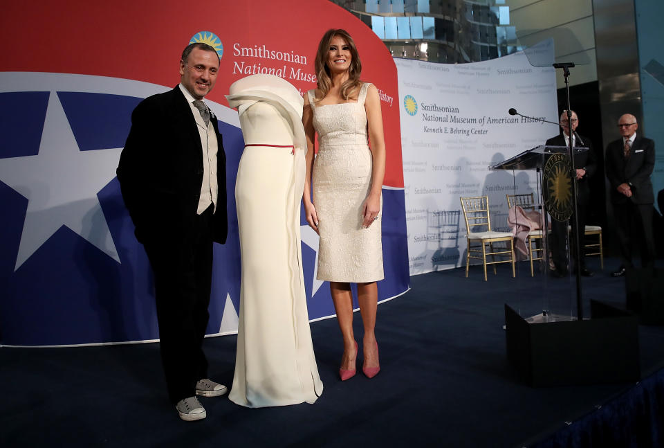 Melania Trump and designer Hervé Pierre (Photo: Getty Images)