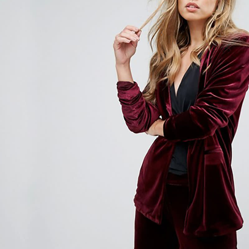 <a rel="nofollow noopener" href="http://rstyle.me/n/csw7g3chdw" target="_blank" data-ylk="slk:Vero Moda Tailored Velvet Blazer, ASOS, $76"Living in LA makes it tricky to do fall style right, considering the persistent 80-degree temperatures. This velvet blazer is the perfect seasonal color—and the material isn't too heavy to actually wear in the heat.” —Rebecca Iloulian, Marketing Manager;elm:context_link;itc:0;sec:content-canvas" class="link ">Vero Moda Tailored Velvet Blazer, ASOS, $76<p>"Living in LA makes it tricky to do fall style right, considering the persistent 80-degree temperatures. This velvet blazer is the perfect seasonal color—and the material isn't too heavy to actually wear in the heat.”</p> <p>—<em>Rebecca Iloulian, Marketing Manager</em></p> </a><p> <strong>Related Articles</strong> <ul> <li><a rel="nofollow noopener" href="http://thezoereport.com/fashion/style-tips/box-of-style-ways-to-wear-cape-trend/?utm_source=yahoo&utm_medium=syndication" target="_blank" data-ylk="slk:The Key Styling Piece Your Wardrobe Needs;elm:context_link;itc:0;sec:content-canvas" class="link ">The Key Styling Piece Your Wardrobe Needs</a></li><li><a rel="nofollow noopener" href="http://thezoereport.com/living/relationships/best-way-to-break-up-with-someone-study/?utm_source=yahoo&utm_medium=syndication" target="_blank" data-ylk="slk:This Is The Best Way To Break Up With Someone, According To Science;elm:context_link;itc:0;sec:content-canvas" class="link ">This Is The Best Way To Break Up With Someone, According To Science</a></li><li><a rel="nofollow noopener" href="http://thezoereport.com/beauty/celebrity-beauty/chrissy-teigen-makeup-routine-video/?utm_source=yahoo&utm_medium=syndication" target="_blank" data-ylk="slk:This Is What Chrissy Teigen's Entire Makeup Routine Looks Like;elm:context_link;itc:0;sec:content-canvas" class="link ">This Is What Chrissy Teigen's Entire Makeup Routine Looks Like</a></li> </ul> </p>
