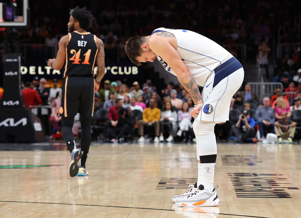 Luka Dončić refuses to give up until the Mavericks are actually eliminated. (Photo by Kevin C. Cox/Getty Images)