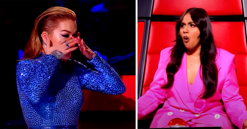 Rita Ora and Jessica Mauboy on The Voice.