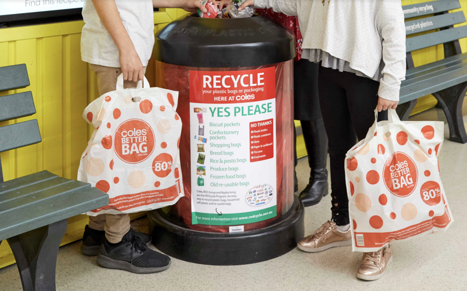 A picture of Coles' in-store REDcycle bin. Source: Supplied