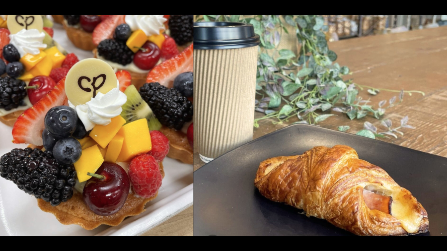 Fruit tart and ham and cheese croissant at Cream Pan Bakery in Tustin, California. (Cream Pan Bakery)