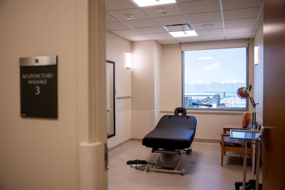 An acupuncture and massage room is pictured during the opening of the new Kathryn F. Kirk Center for Comprehensive Cancer Care and Women’s Cancers at Huntsman Cancer Institute in Salt Lake City on Monday, May 8, 2023. | Spenser Heaps, Deseret News