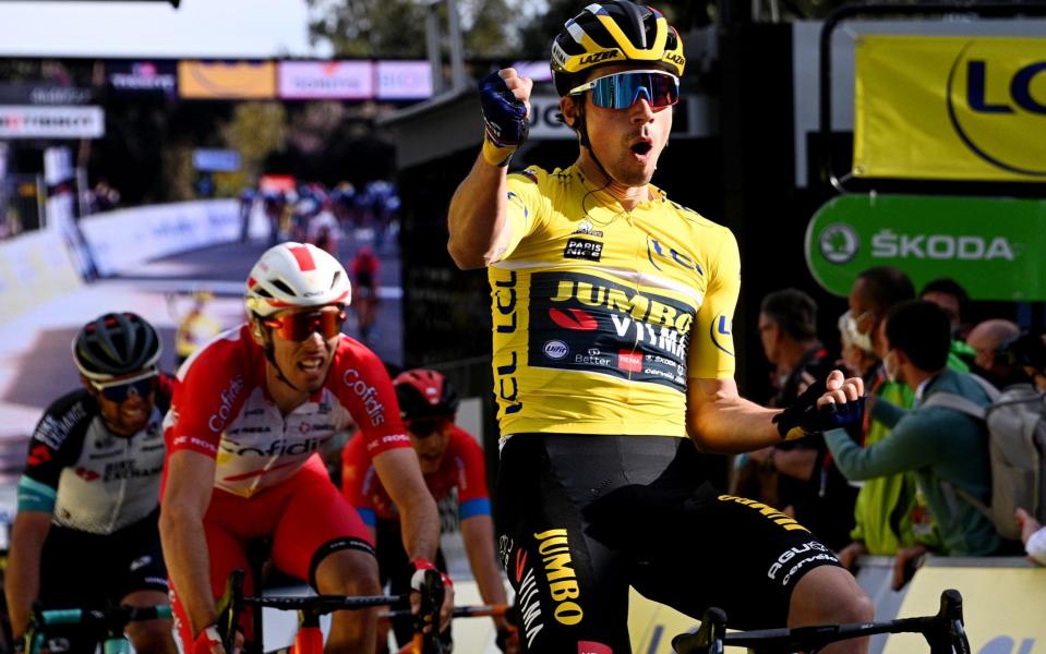 Primoz Roglic in action during stage six at Paris-Nice — Primoz Roglic wins again as Jumbo-Visma leader tightens grip on Paris-Nice lead - GETTY IMAGES