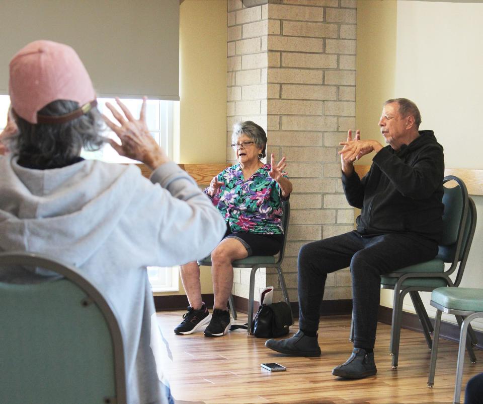 Bob Marsh teaches creative movement to students at the Senior Resource Development Agency in Pueblo including Geraldine "Jay" Jasper (center). 