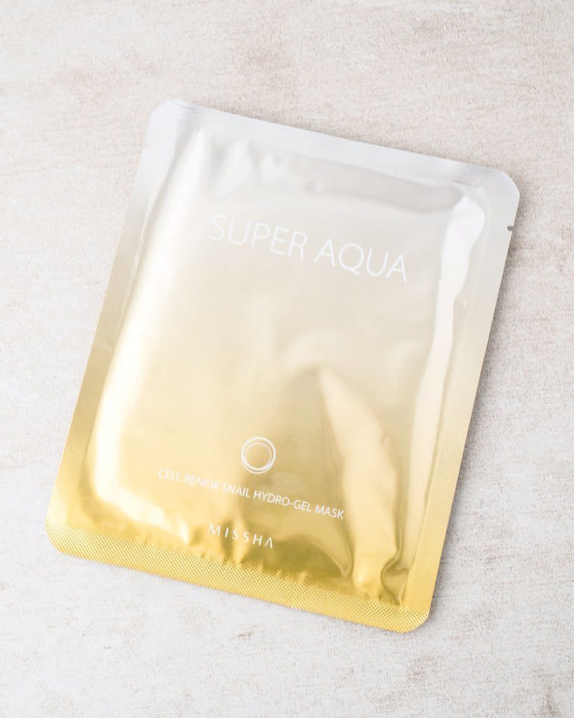 Get onboard the <a href="https://www.huffingtonpost.com/entry/snail-essence-skincare_us_593887fbe4b0c5a35c9bdf57">snail mucin trend</a> with this mask by Super Aqua,&nbsp;which is also infused with gold extracts. Snail mucin is packed with nutrients and can help hydrate skin.<br /><br /><strong><a href="https://sokoglam.com/products/missha-super-aqua-cell-renew-snail-hydro-gel-mask" target="_blank">Get the Super Aqua Cell Renew Snail Hydro Gel Mask for $6</a></strong>