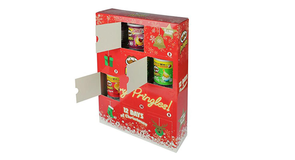 <p>Love Pringles? Your hunt for the ideal advent calendar is over. There’s a mini tub of Pringles behind all 12 doors of this advent calendar – ideal for those who prefer salty to sweet. <a rel="nofollow noopener" href="https://www.amazon.co.uk/Merry-Pringles-Days-Advent-Calendar/dp/B076PPCRQ9" target="_blank" data-ylk="slk:Available from Amazon.;elm:context_link;itc:0;sec:content-canvas" class="link "><em>Available from Amazon.</em></a> </p>