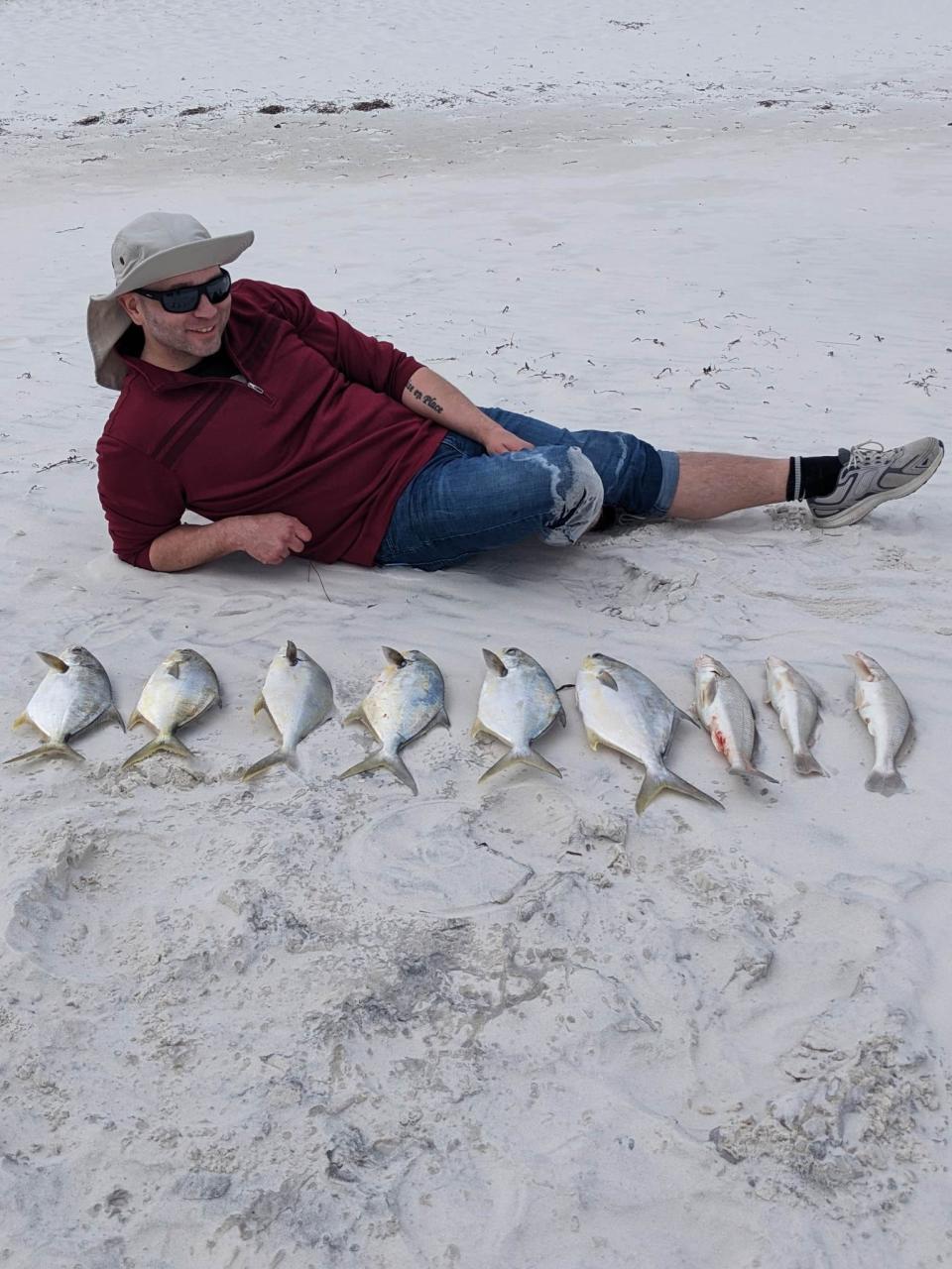 Josh Steinmetz with a nice box of fish caught on a recent trip to Mexico beach. Josh was nice enough to show us his successful bait.