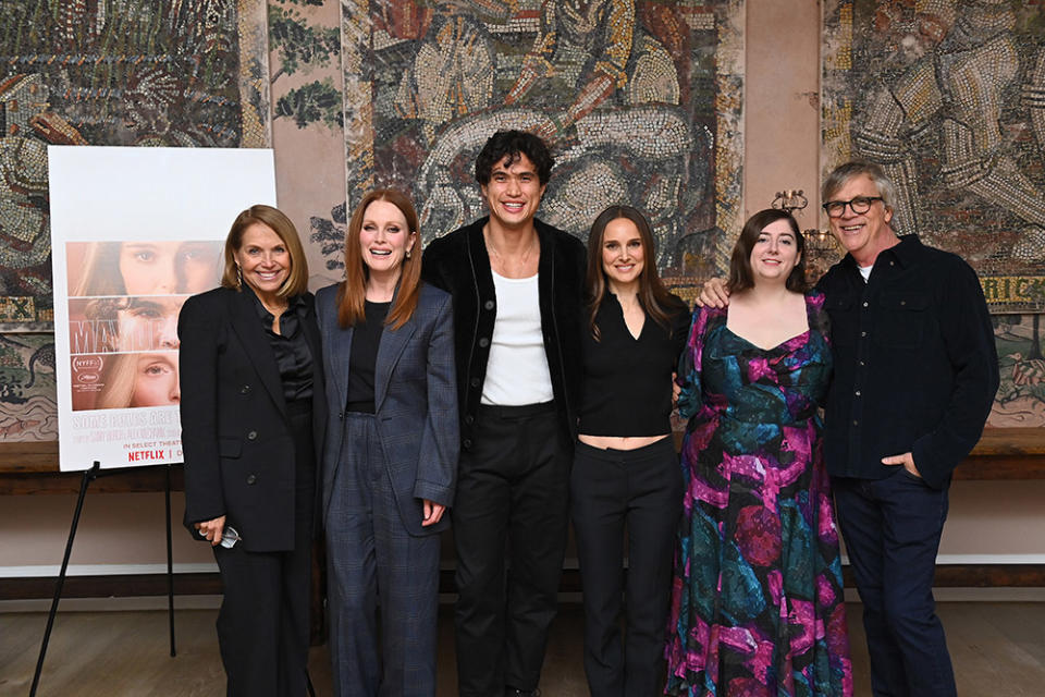 Katie Couric, Julianne Moore, Charles Melton, Natalie Portman, Samy Burch, and Todd Haynes attend Netflix's May December New York Tastemaker Screening at The Whitby Hotel on November 28, 2023 in New York City.