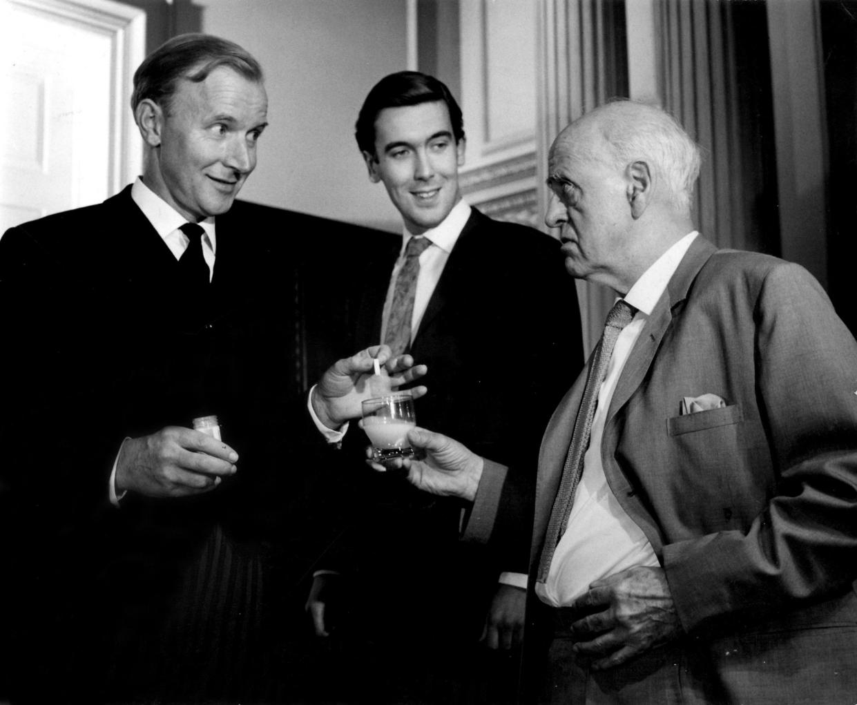 Robert Sidaway, centre, with Alastair Sim (right) in Number 10 at the Strand Theatre, 1967