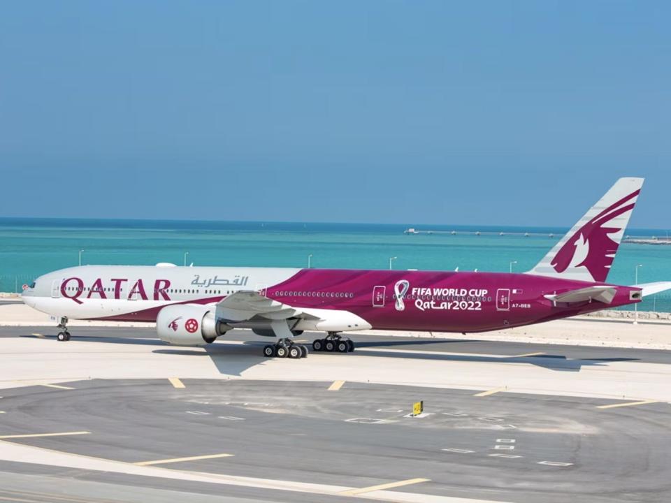 Qatar Airways' Boeing 777 special FIFA livery.