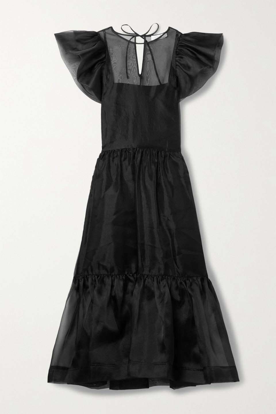 2) Ines ruffled tiered recycled organza midi dress