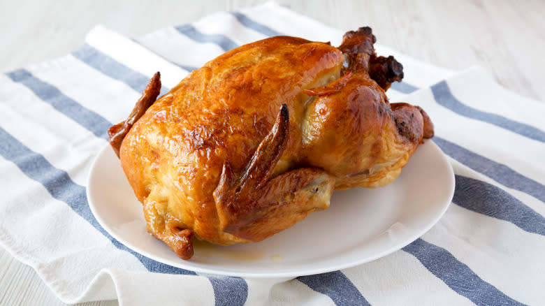 Rotisserie chicken on plate