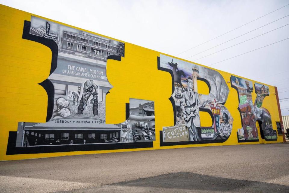 A mural depicting important aspects of Lubbock, created by local muralist Joey Martinez, is seen on Tuesday, Feb. 6, 2024, in Lubbock, Texas.