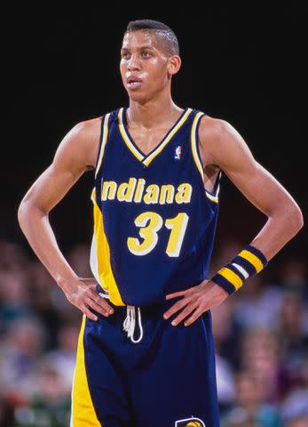 <p>Tim DeFrisco/Allsport/Getty Images</p> Reggie Miller