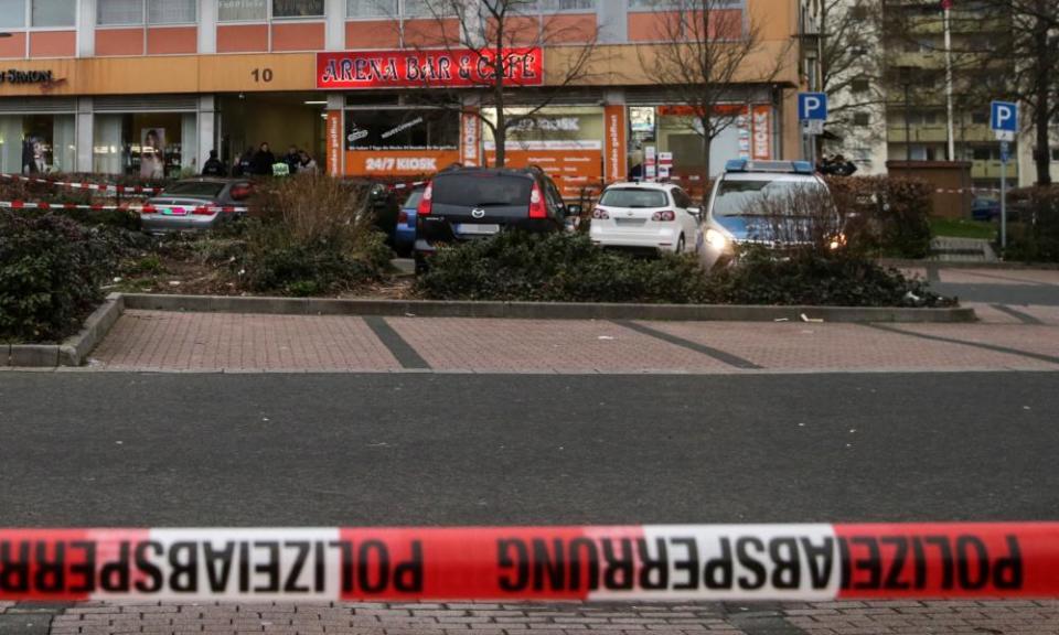 Police tape cordons off the Arena shisha bar.