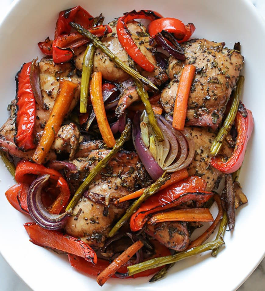 Balsamic Chicken with Roasted Vegetables from Skinny Taste