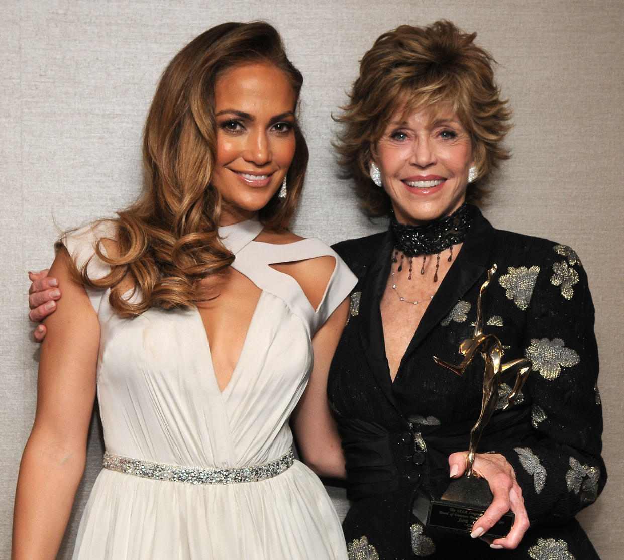Jennifer Lopez and honoree Jane Fonda pose at an event in L.A. in 2011. 