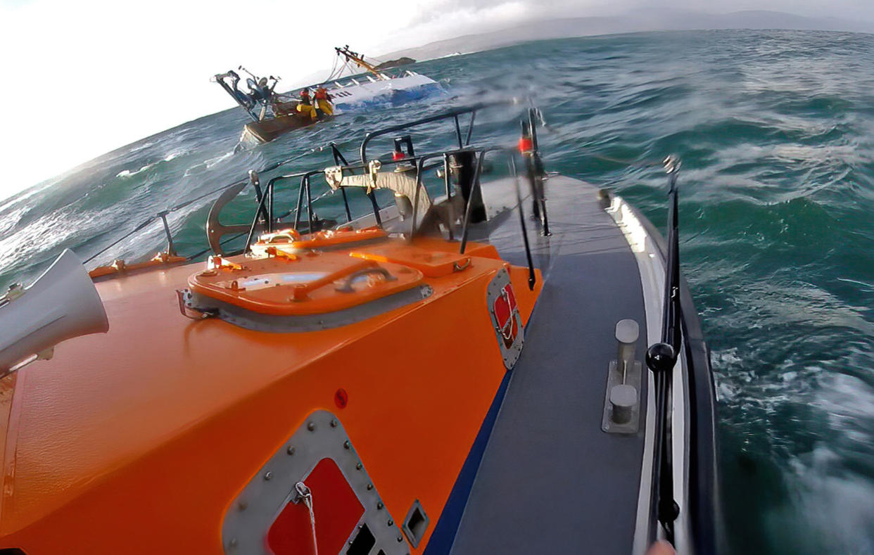 Lifeboat and fishing vessel