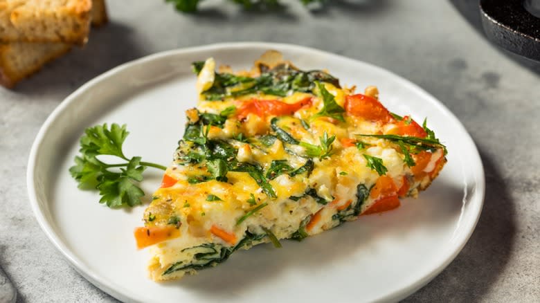 Slice of frittata on a plate
