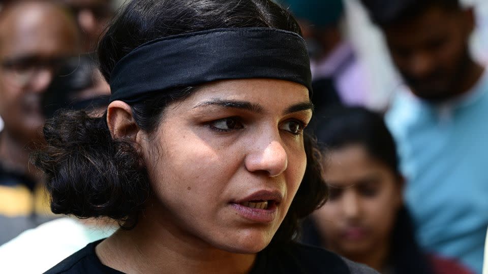 Filmmaker Nisha Pahuja wrote about wrestler Sakshi Malik, a prominent voice in an ongoing protest against the alleged sexual harassment of players by Wrestling Federation of India chief Brij Bhushan Sharan Singh. - Manish Rajput/The India Today Group/Getty Images