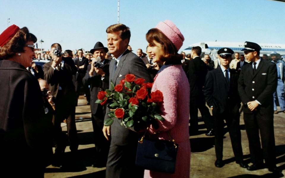 President John F. Kennedy and first lady Jacqueline Bouvier Kennedy in Dallas, Texas less than an hour before his assassination