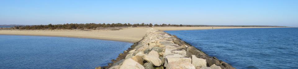 View from the breakwater at the end of the Dead Neck Trail near South Cape Beach in Mashpee