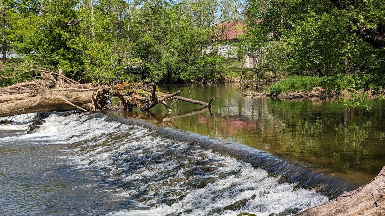 What remains of the dam that once supplied Myers mill with water power from the Codorus Creek.