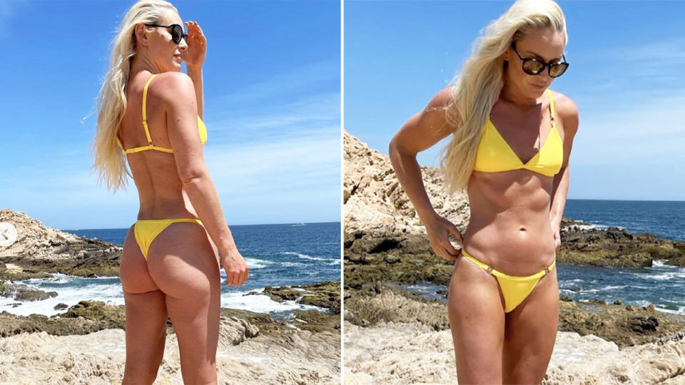 Lindsey Vonn, pictured here in a striking yellow bikini on Instagram.