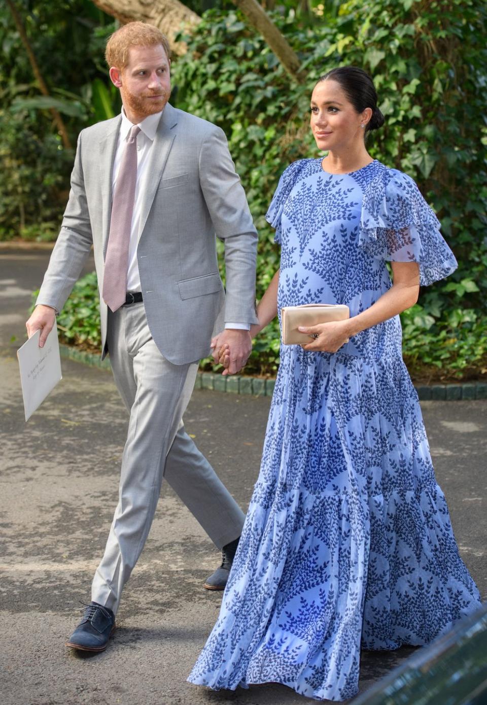 <p>For her final engagement in Morocco, Meghan wore a <a href="https://go.redirectingat.com?id=74968X1596630&url=https%3A%2F%2Fwww.modaoperandi.com%2Fcarolina-herrera-fw19%2Ffloral-printed-silk-chiffon-short-sleeve-gown%3Fmid%3D37385%26siteID%3DTnL5HPStwNw-GHPwCiOCcKATKWaoYP.rXQ&sref=https%3A%2F%2Fwww.townandcountrymag.com%2Fstyle%2Ffashion-trends%2Fg3272%2Fmeghan-markle-preppy-style%2F" rel="nofollow noopener" target="_blank" data-ylk="slk:blue printed Carolina Herrera gown;elm:context_link;itc:0;sec:content-canvas" class="link ">blue printed Carolina Herrera gown</a> to meet King Mohammed VI. The duchess pulled her hair back in a bun, carried the nude satin <a href="https://go.redirectingat.com?id=74968X1596630&url=https%3A%2F%2Fus.vestiairecollective.com%2Fwomen-bags%2Fdior%2Fd-bee%2F&sref=https%3A%2F%2Fwww.townandcountrymag.com%2Fstyle%2Ffashion-trends%2Fg3272%2Fmeghan-markle-preppy-style%2F" rel="nofollow noopener" target="_blank" data-ylk="slk:D-bee Dior clutch;elm:context_link;itc:0;sec:content-canvas" class="link ">D-bee Dior clutch</a> from the <a href="https://www.townandcountrymag.com/style/fashion-trends/a26496908/meghan-markle-cream-bespoke-dior-dress-morocco-photos/" rel="nofollow noopener" target="_blank" data-ylk="slk:previous night;elm:context_link;itc:0;sec:content-canvas" class="link ">previous night</a>. </p>