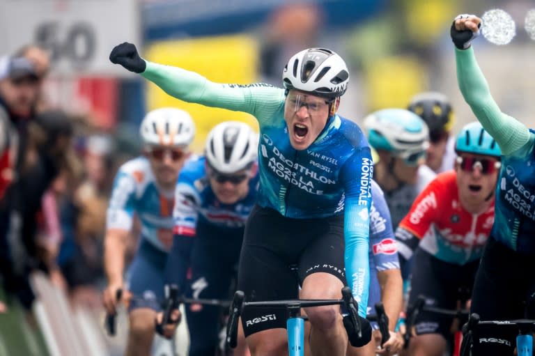 'Had to be patient': French cyclist Dorian Godon crosses the finish line to win the first stage (Fabrice COFFRINI)