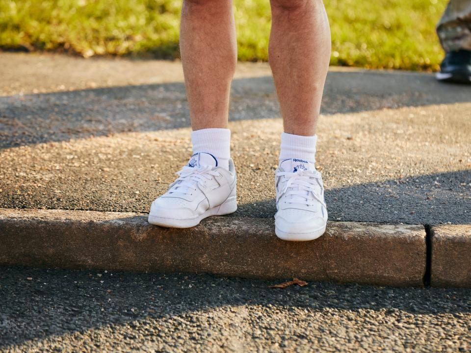 A physical trainer's socks and shoes at HMS Raleigh.