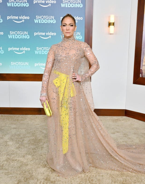 HOLLYWOOD, CALIFORNIA - JANUARY 18: Jennifer Lopez attends the Los Angeles Premiere of Prime Video's "Shotgun Wedding" at TCL Chinese Theatre on <a href="https://parade.com/living/january-holidays-observances" rel="nofollow noopener" target="_blank" data-ylk="slk:January;elm:context_link;itc:0;sec:content-canvas" class="link ">January</a> 18, 2023 in Hollywood, California. (Photo by Axelle/Bauer-Griffin/FilmMagic)<p><a href="https://www.gettyimages.com/detail/1457635854" rel="nofollow noopener" target="_blank" data-ylk="slk:Axelle/Bauer-Griffin/Getty Images;elm:context_link;itc:0;sec:content-canvas" class="link ">Axelle/Bauer-Griffin/Getty Images</a></p>