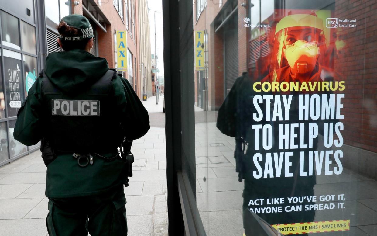 Government coronavirus messaging in Belfast in April 2020 - Stephen Davison/PSNI