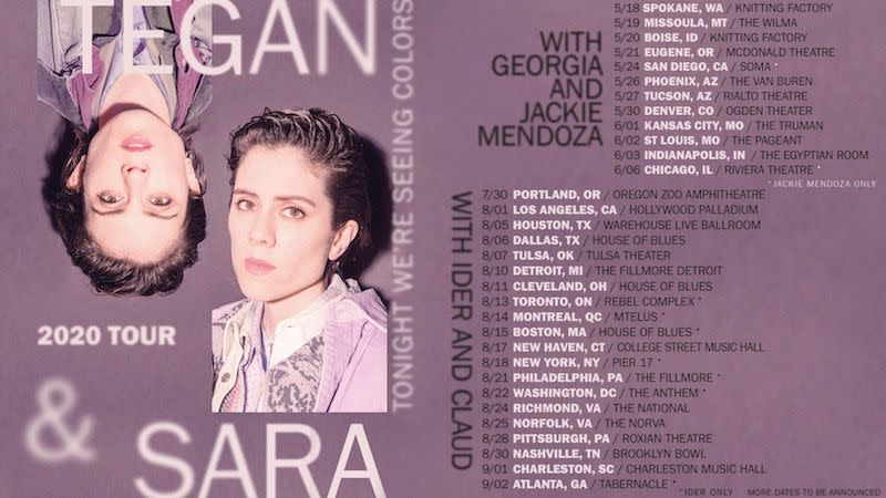 tegan sara seeing colors tour dates tickets Tegan and Sara Announce Were Seeing Colors Tour