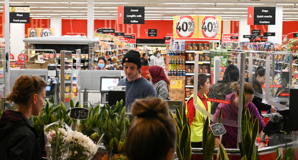 Coles supermarket checkout and grocery shopping.