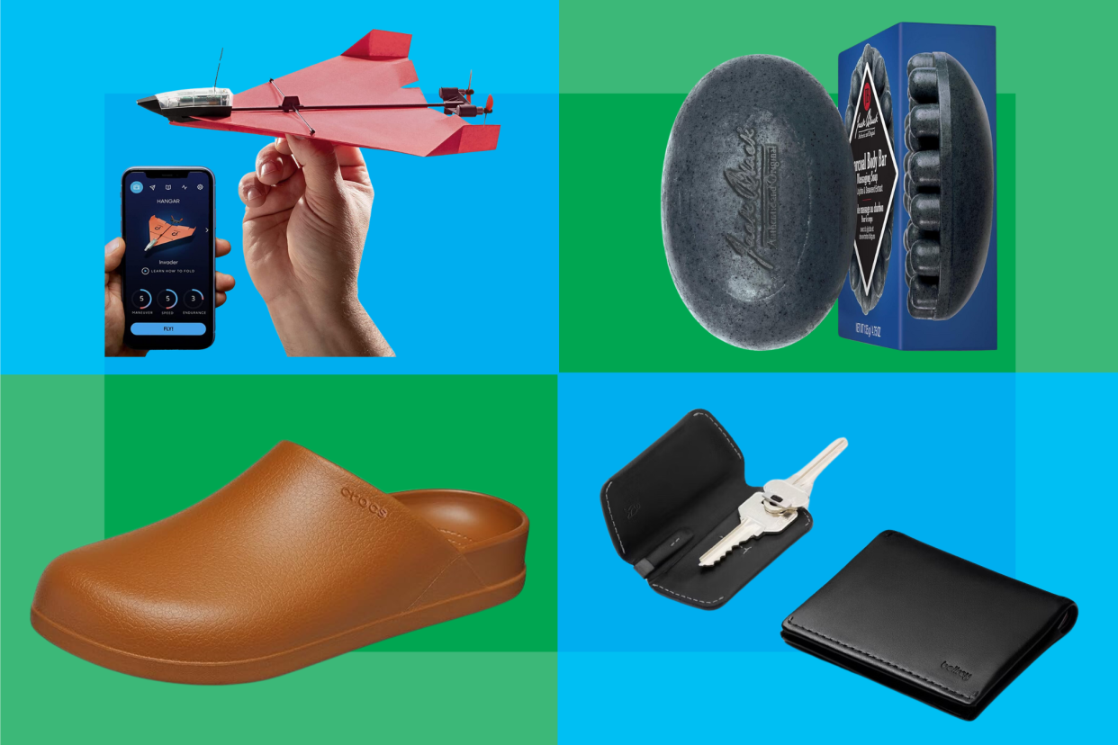 Smartphone Paper Airplane, Jack Black Massage Bar, Leather Crocs, Bellroy Key and Wallet