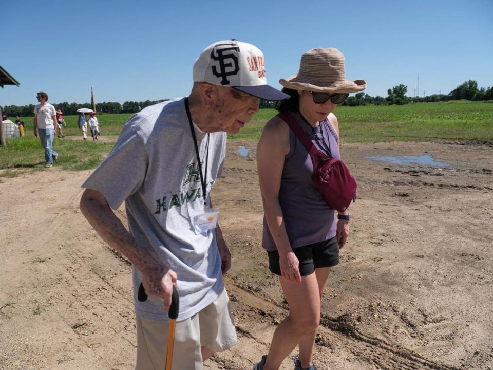 San Jose resident Roy Matsuzaki, 91, left his home in Elk Grove during WWII for the Jerome Incarceration Camp and later the Rohwer Camp with his parents and returns for his first visit with his daughter, Doreen Kasson, on June 6 in McGhee, Arkansas where he was held during WWII.