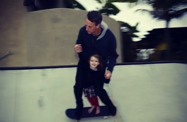 Tony Hawk and his 4-year-old daughter Kadence in Hawk's backyard — Instagram