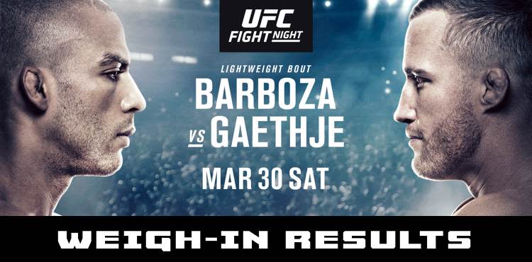 UFC Philly Barboza vs Gaethje Weigh-in Results