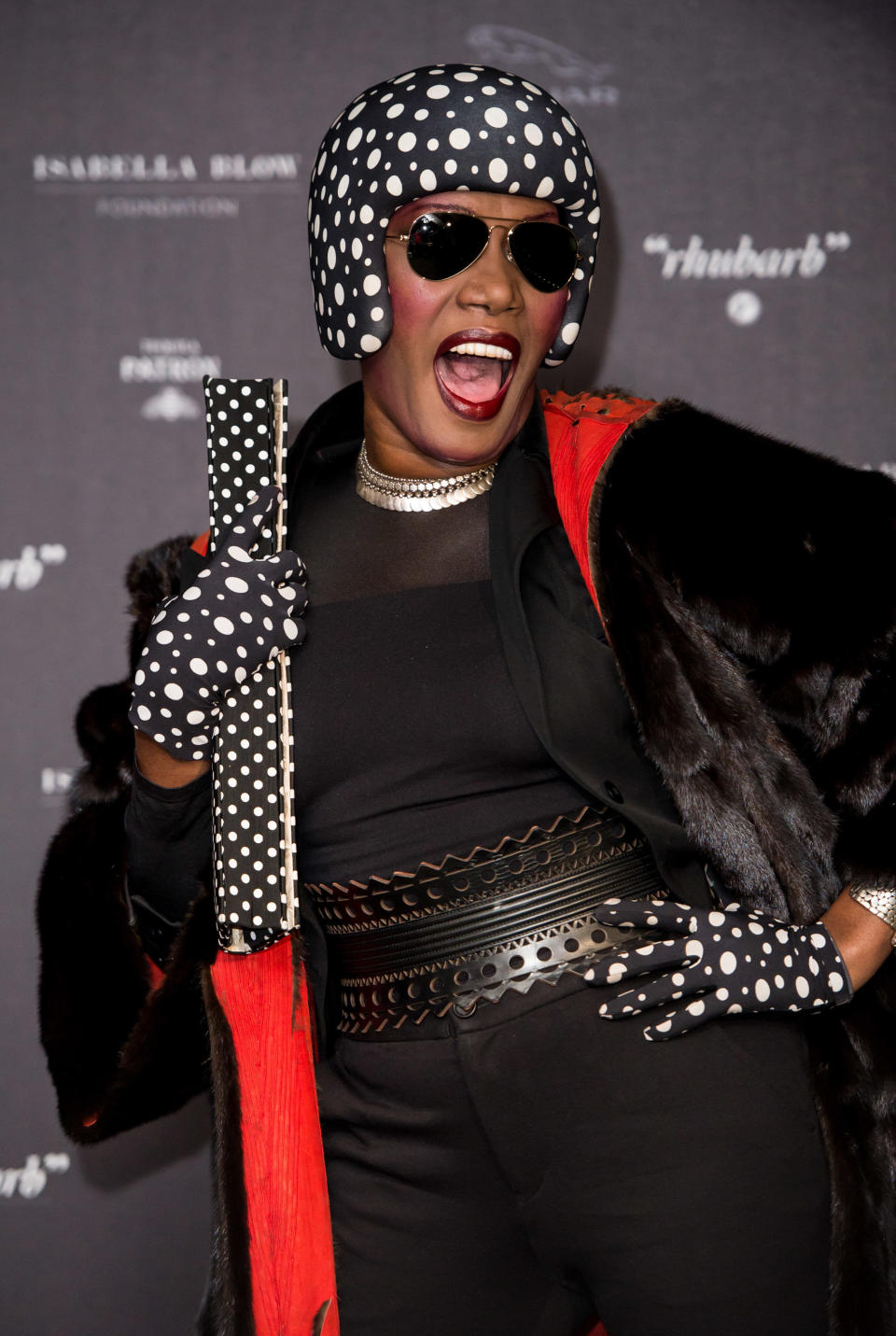 2013: Grace Jones attends Isabella Blow: Fashion Galore! at Somerset House in London.