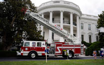 <p>U.S.-made products from all 50 states, including a fire truck from Wisconsin-based manufacturer Pierce, are on display on the South Lawn of the White House as part of a “Made in America” product showcase event in Washington, D,C., July 17, 2017. (Olivier Douliery/AFP/Getty Images) </p>